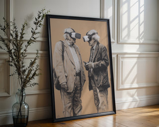 Banksy‑Style Satire: VR‑Goggles Grandpa Duo - Just Great Posters