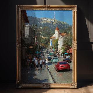 Hollywood Street Life – Vibrant LA Cityscape Wall Art Print - Just Great Posters