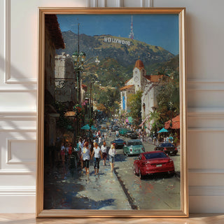 Hollywood Street Life – Vibrant LA Cityscape Wall Art Print - Just Great Posters