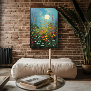 Moonlit Wildflower Meadow – Dreamy Night Floral Wall Art Print - Just Great Posters