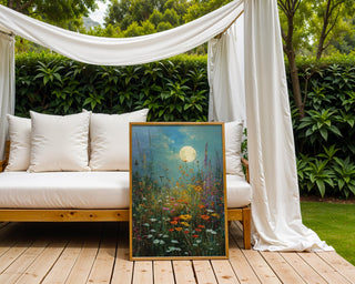 Moonlit Wildflower Meadow – Dreamy Night Floral Wall Art Print - Just Great Posters