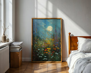 Moonlit Wildflower Meadow – Dreamy Night Floral Wall Art Print - Just Great Posters