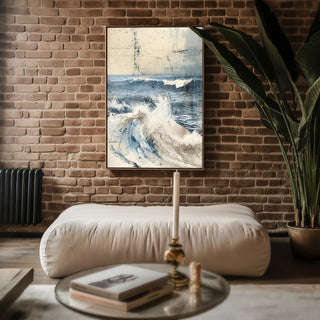 Ocean Wave Art Print – Abstract Coastal Wall Decor in Blue & Beige - Just Great Posters