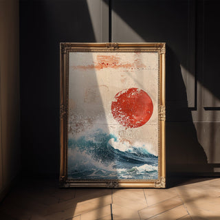 Red Sun & Wave Abstract Print - Just Great Posters