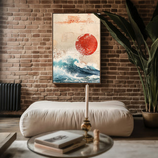 Red Sun & Wave Abstract Print - Just Great Posters