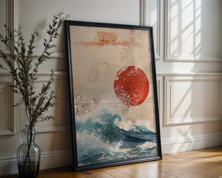 Red Sun & Wave Abstract Print - Just Great Posters