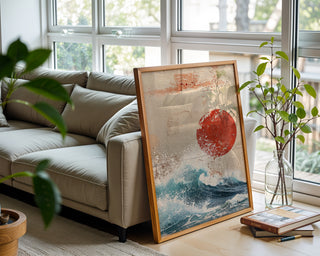 Red Sun & Wave Abstract Print - Just Great Posters