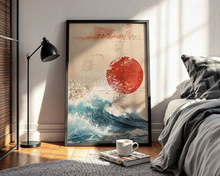 Red Sun & Wave Abstract Print - Just Great Posters