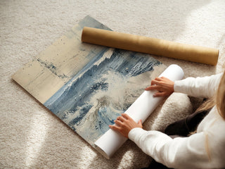 Ocean Wave Art Print – Abstract Coastal Wall Decor in Blue & Beige - Just Great Posters