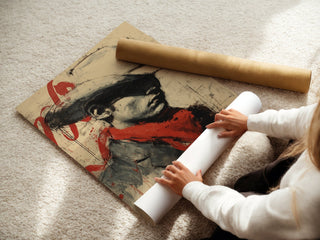 Moody Cowboy Portrait Poster – Bold Western Wall Art with Red Bandana - Just Great Posters