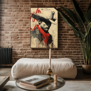 Moody Cowboy Portrait Poster – Bold Western Wall Art with Red Bandana - Just Great Posters