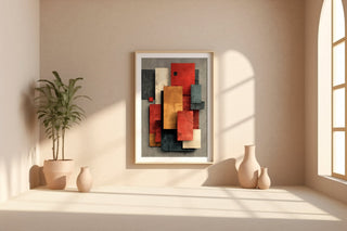 Rust & Ochre Abstract Print – Modern Autumn Wall Art in Earthy Tones - Just Great Posters