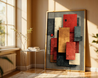 Rust & Ochre Abstract Print – Modern Autumn Wall Art in Earthy Tones - Just Great Posters