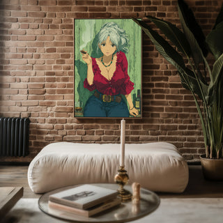 Bold Anime Girl with Cigar Poster Print - Just Great Posters