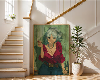 Bold Anime Girl with Cigar Poster Print - Just Great Posters