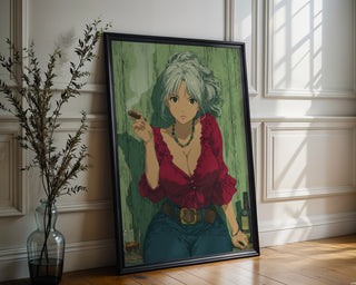 Bold Anime Girl with Cigar Poster Print - Just Great Posters