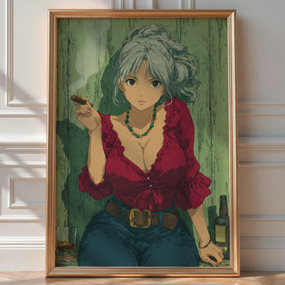 Bold Anime Girl with Cigar Poster Print - Just Great Posters