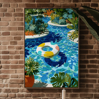 Tropical Pool Float – Colorful Lazy River Art Print - Just Great Posters