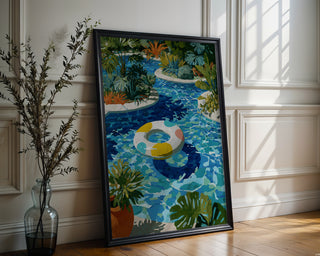 Tropical Pool Float – Colorful Lazy River Art Print - Just Great Posters