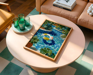 Tropical Pool Float – Colorful Lazy River Art Print - Just Great Posters
