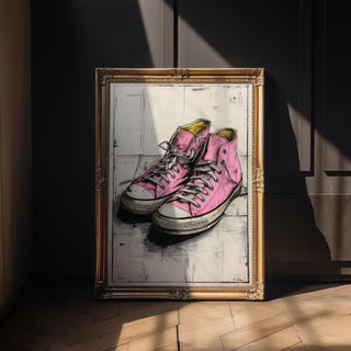 Pink Converse‑Style Sports Shoes Sketch - Just Great Posters
