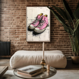 Pink Converse‑Style Sports Shoes Sketch - Just Great Posters