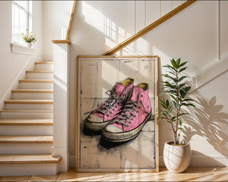 Pink Converse‑Style Sports Shoes Sketch - Just Great Posters