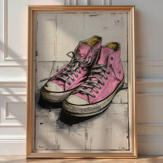 Pink Converse‑Style Sports Shoes Sketch - Just Great Posters