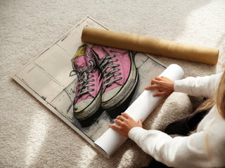 Pink Converse‑Style Sports Shoes Sketch - Just Great Posters