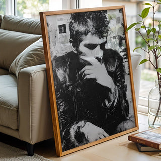 Punk in Thought – Black & White Grunge Portrait Poster - Just Great Posters