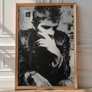 Punk in Thought – Black & White Grunge Portrait Poster - Just Great Posters