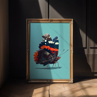 Red Admiral Butterfly on Blue – Hyperreal Insect Study - Just Great Posters
