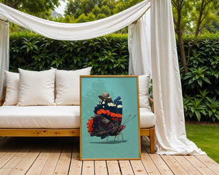 Red Admiral Butterfly on Blue – Hyperreal Insect Study - Just Great Posters