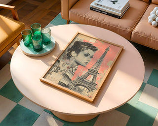 Paris Collage Art Print – Vintage French Poster with Eiffel Tower & Retro Woman - Just Great Posters