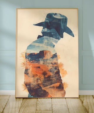 Cowboy Desert Dreamscape Art Print – Western Wall Decor with Southwest Vibes - Just Great Posters