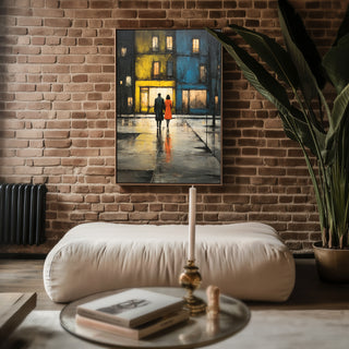 Urban Romance – Couple in the Rain Abstract - Just Great Posters