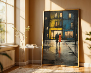 Urban Romance – Couple in the Rain Abstract - Just Great Posters