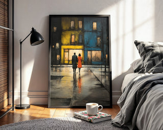 Urban Romance – Couple in the Rain Abstract - Just Great Posters