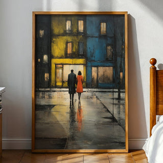 Urban Romance – Couple in the Rain Abstract - Just Great Posters