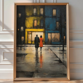 Urban Romance – Couple in the Rain Abstract - Just Great Posters