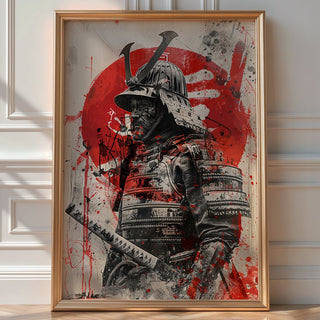 Samurai Warrior in Armor Poster – Japanese Katana Art Print - Just Great Posters