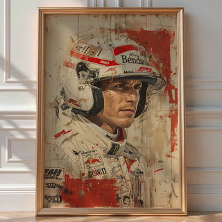Race Driver Portrait Art Print – Gritty Motorsport - Inspired Wall Art - Just Great Posters