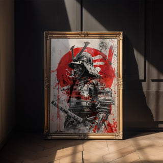 Samurai Warrior in Armor Poster – Japanese Katana Art Print - Just Great Posters