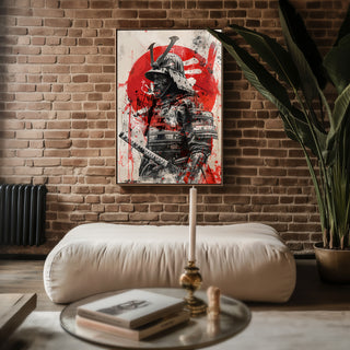 Samurai Warrior in Armor Poster – Japanese Katana Art Print - Just Great Posters