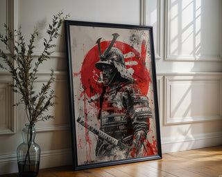 Samurai Warrior in Armor Poster – Japanese Katana Art Print - Just Great Posters