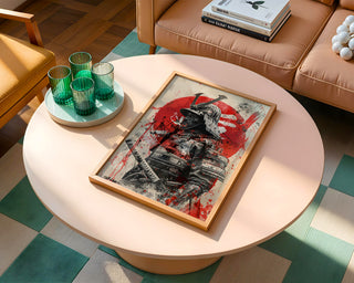 Samurai Warrior in Armor Poster – Japanese Katana Art Print - Just Great Posters