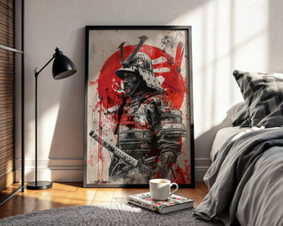 Samurai Warrior in Armor Poster – Japanese Katana Art Print - Just Great Posters