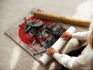 Samurai Warrior in Armor Poster – Japanese Katana Art Print - Just Great Posters