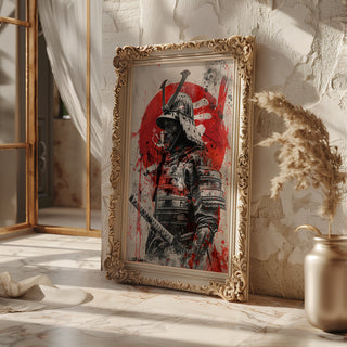 Samurai Warrior in Armor Poster – Japanese Katana Art Print - Just Great Posters