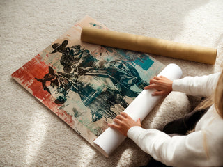 Cowboy Art Print – Western Wall Decor with Horse & Rider in Vintage Pop Style - Just Great Posters